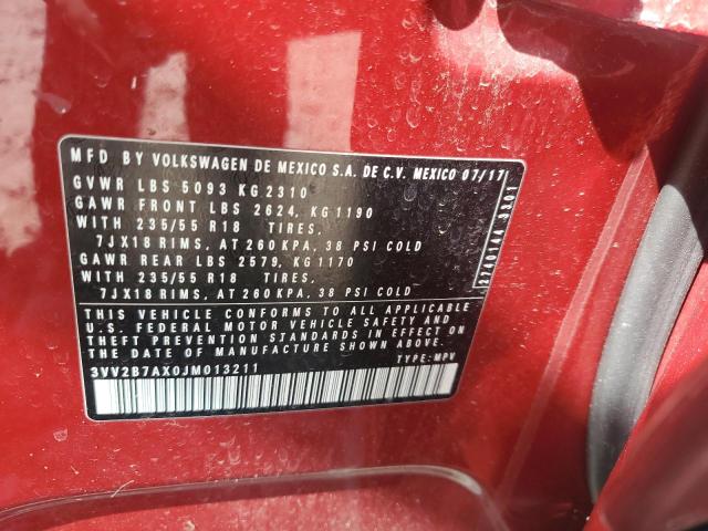 3VV2B7AX0JM013211 Volkswagen TIGUAN SE