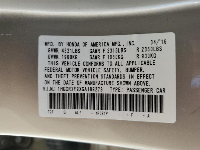 1HGCR2F9XGA189279 Honda ACCORD EXL