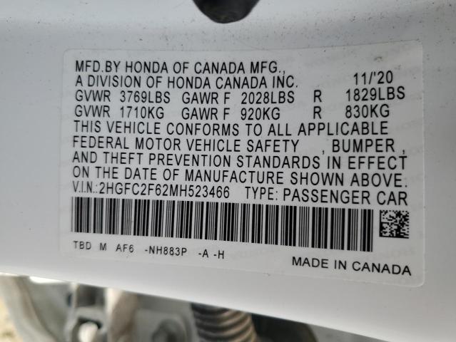 2HGFC2F62MH523466 Honda Civic Lx