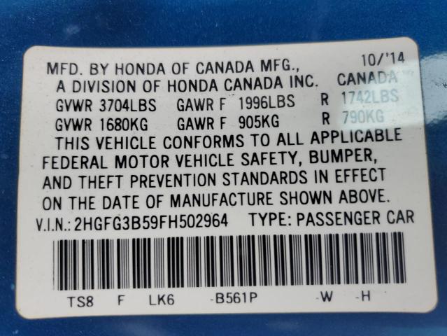 2HGFG3B59FH502964 Honda Civic Lx