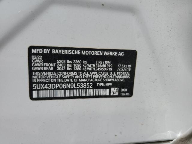 5UX43DP06N9L53852 BMW X3 Sdrive30i