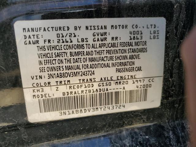 3N1AB8DV3MY243724 Nissan SENTRA SR