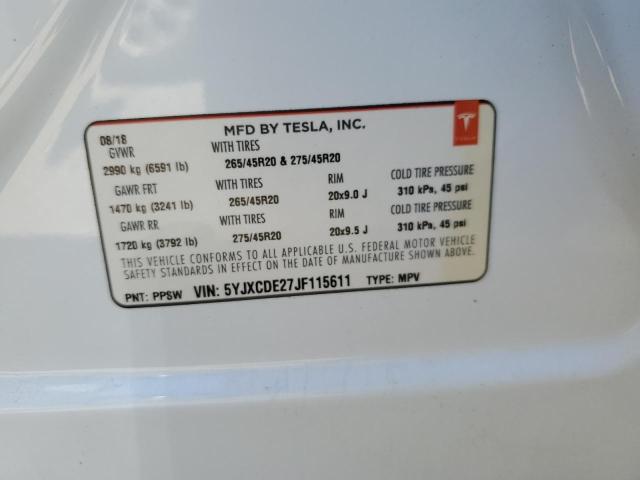 5YJXCDE27JF115611 Tesla MODEL X
