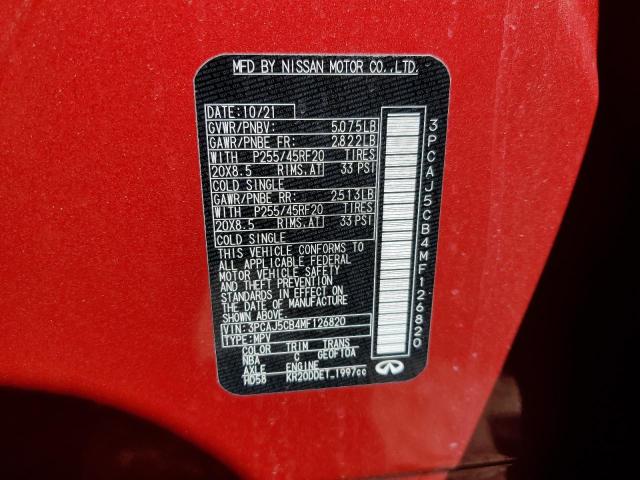 3PCAJ5CB4MF126820 Infiniti Qx50 Essential