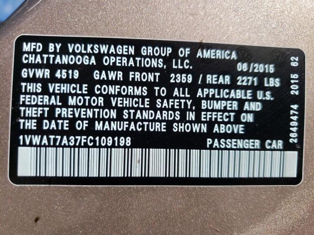 1VWAT7A37FC109198 Volkswagen PASSAT S