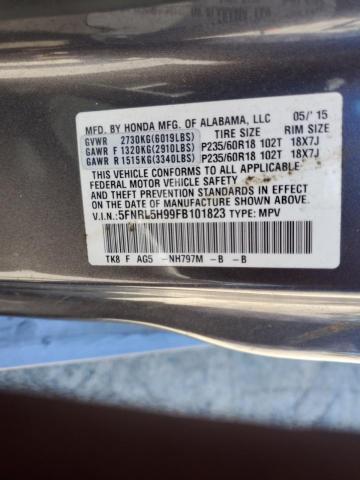 5FNRL5H99FB101823 Honda Odyssey Touring