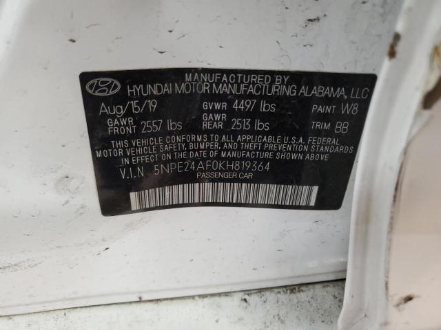 5NPE24AF0KH819364 Hyundai SONATA SE