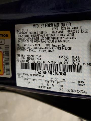 1FA6P0H74F5107058 Ford FUSION SE