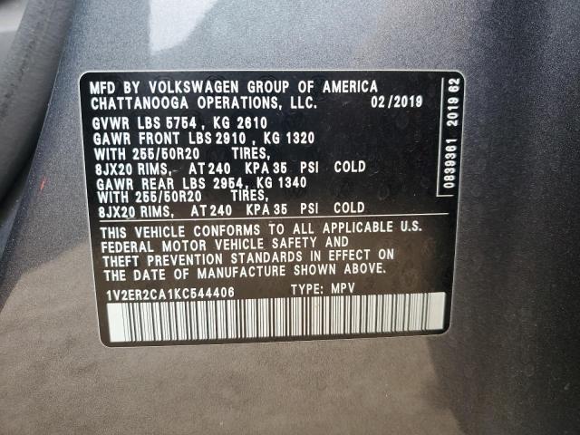 1V2ER2CA1KC544406 Volkswagen ATLAS SEL
