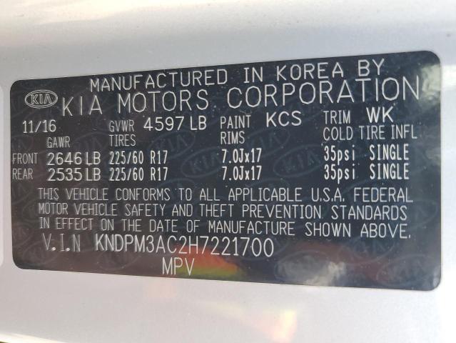 KNDPM3AC2H7221700 KIA Sportage Lx