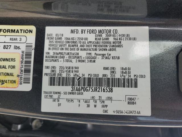 3FA6P0G75JR216538 Ford FUSION S