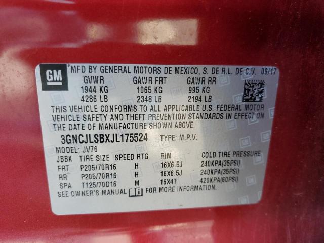 3GNCJLSBXJL175524 Chevrolet TRAX 1LT