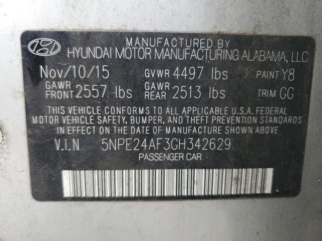 5NPE24AF3GH342629 Hyundai SONATA SE