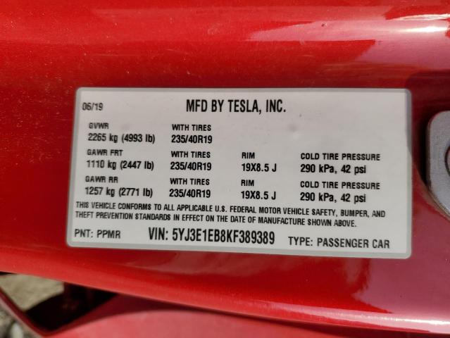 5YJ3E1EB8KF389389 Tesla MODEL 3