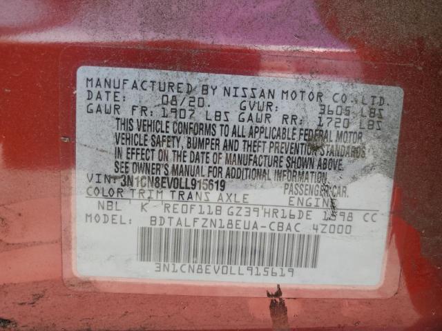 3N1CN8EV0LL915619 Nissan VERSA SV