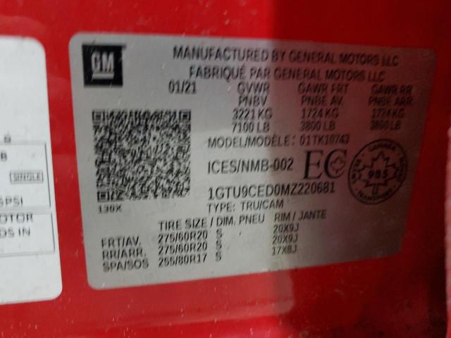1GTU9CED0MZ220681 GMC Sierra K1500 Elevation