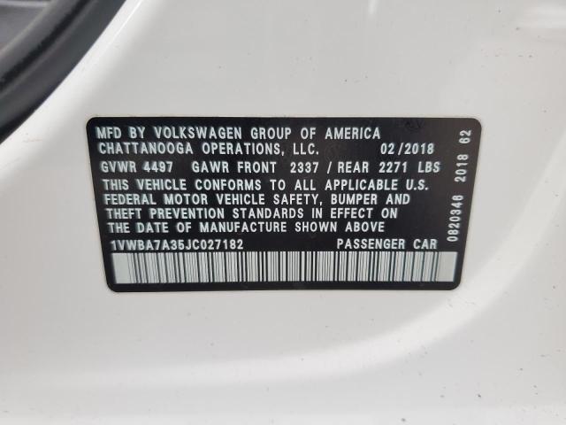 1VWBA7A35JC027182 Volkswagen PASSAT SE
