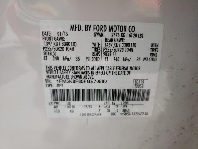1FM5K8F85FGB70880 Ford Explorer Limited