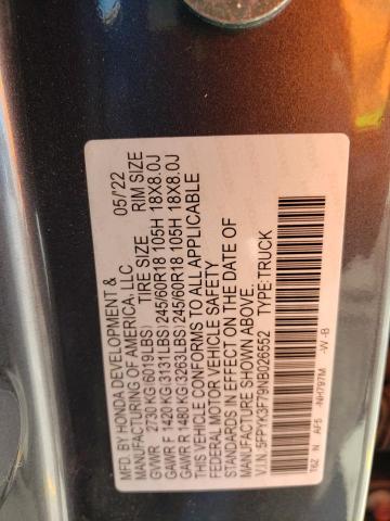5FPYK3F79NB026552 Honda Ridgeline Rtl