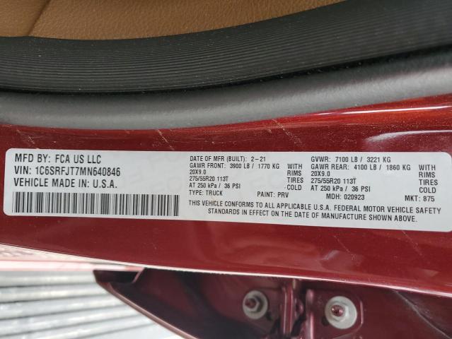 1C6SRFJT7MN640846 RAM 1500 Laie