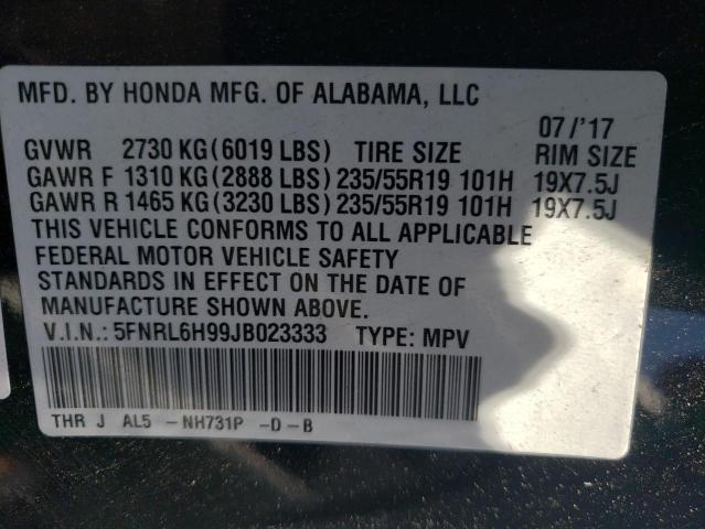 5FNRL6H99JB023333 Honda Odyssey Elite