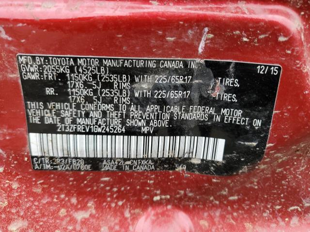 2T3ZFREV1GW245264 Toyota RAV4 LE