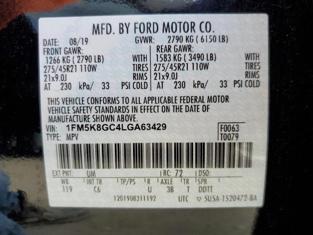 1FM5K8GC4LGA63429 Ford Explorer St
