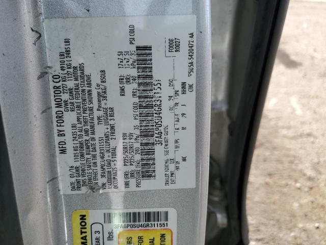 3FA6P0SU4GR311551 Ford Fusion Titanium Phev