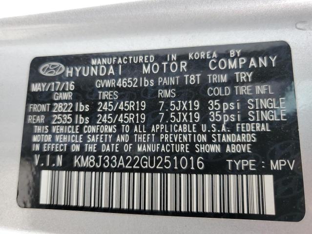 KM8J33A22GU251016 Hyundai Tucson Limited