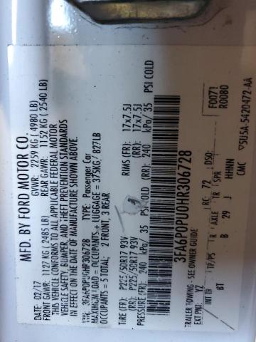 3FA6P0PU0HR306728 Ford Fusion Se Phev