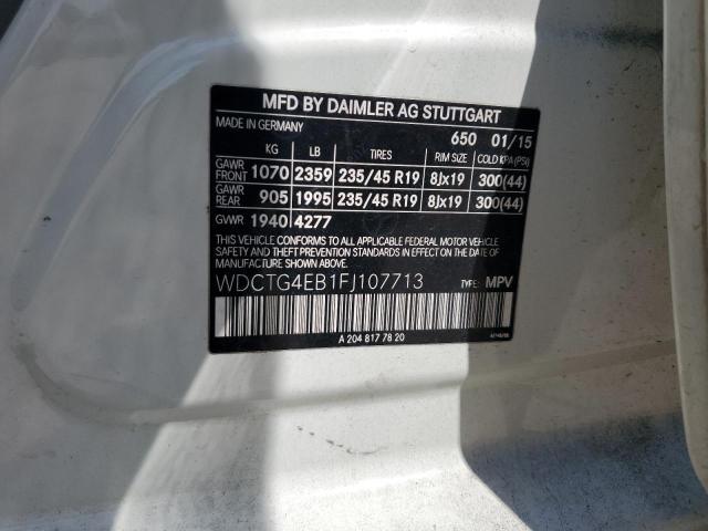WDCTG4EB1FJ107713 Mercedes-Benz GLA 250