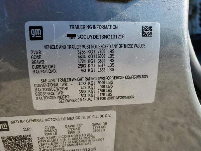 3GCUYDET8NG131216 Chevrolet Silverado Ltd K1500 Lt