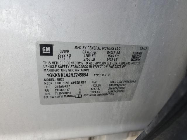 1GKKNKLA2HZ245694 GMC ACADIA SLE