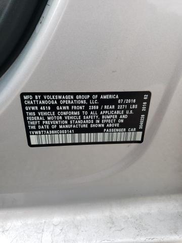 1VWBT7A38HC003141 Volkswagen PASSAT SE