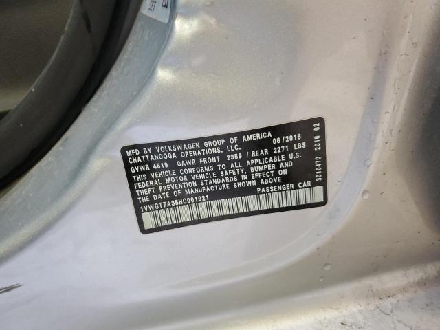 1VWGT7A35HC001921 Volkswagen PASSAT SE