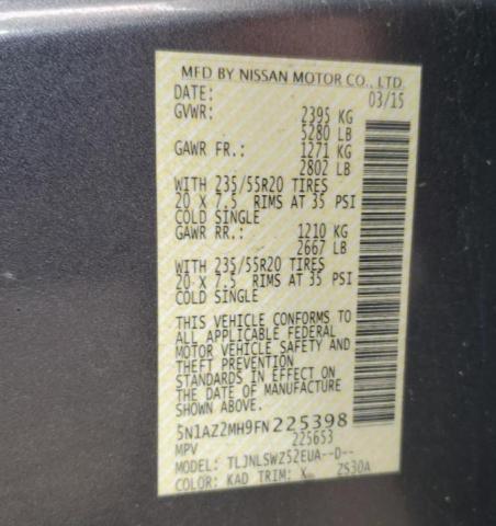 5N1AZ2MH9FN225398 Nissan MURANO S