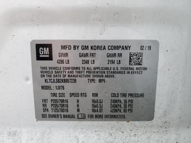 KL7CJLSB2KB857239 Chevrolet TRAX 1LT