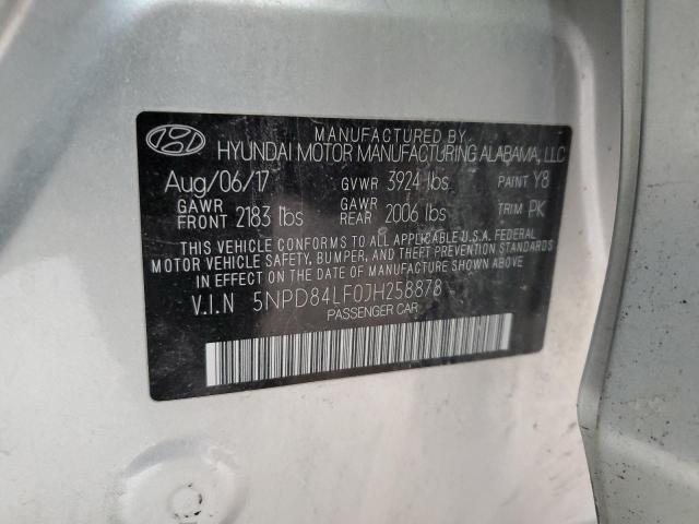5NPD84LF0JH258878 Hyundai ELANTRA SEL