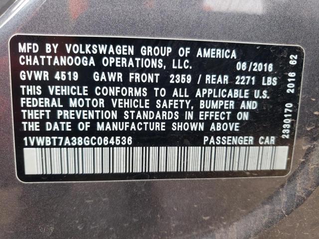 1VWBT7A38GC064536 Volkswagen PASSAT SE