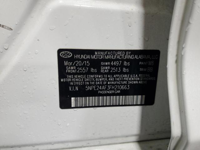 5NPE24AF3FH210663 Hyundai SONATA SE