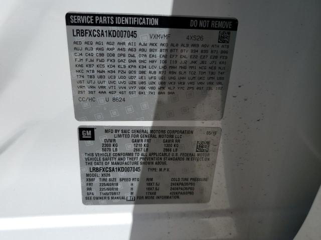 LRBFXCSA1KD007045 Buick Envision Essence