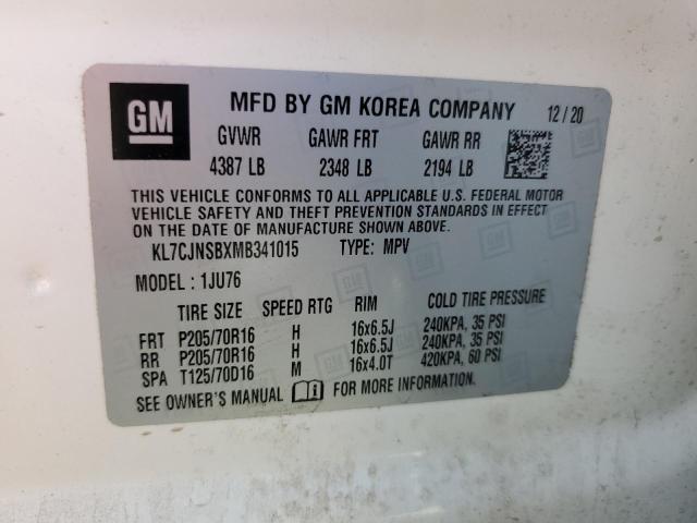 KL7CJNSBXMB341015 Chevrolet TRAX LS