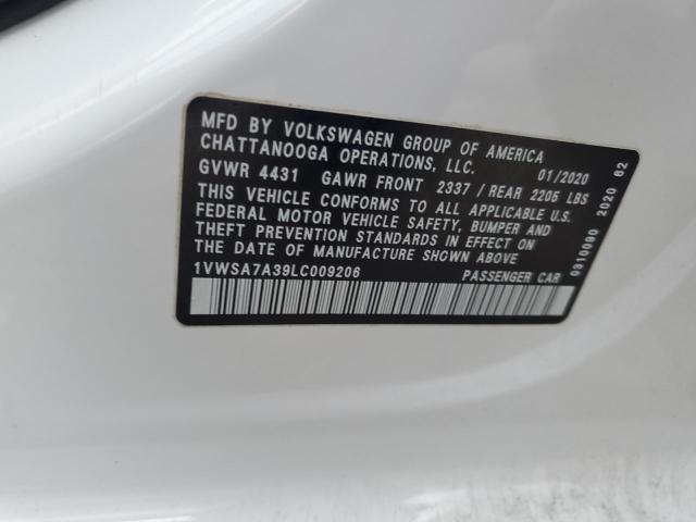 1VWSA7A39LC009206 Volkswagen PASSAT SE