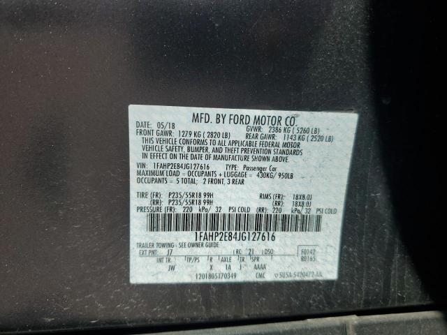 1FAHP2E84JG127616 Ford TAURUS SEL