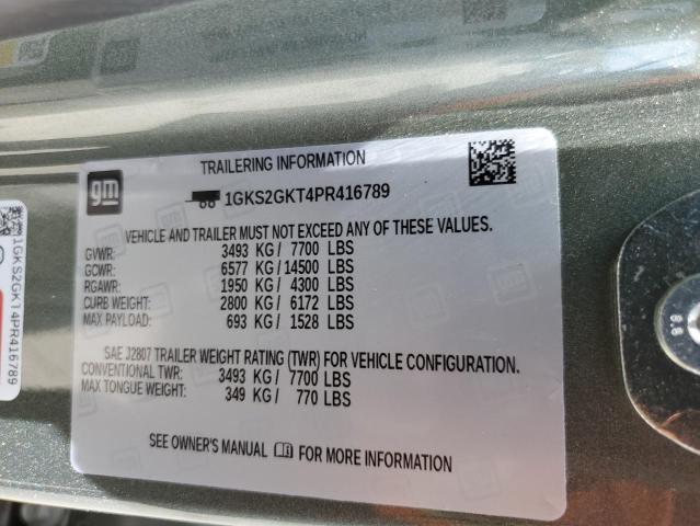 1GKS2GKT4PR416789 GMC Yukon Xl K1500 Slt