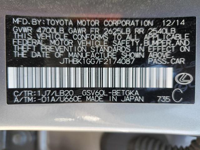 JTHBK1GG7F2174087 Lexus ES 350