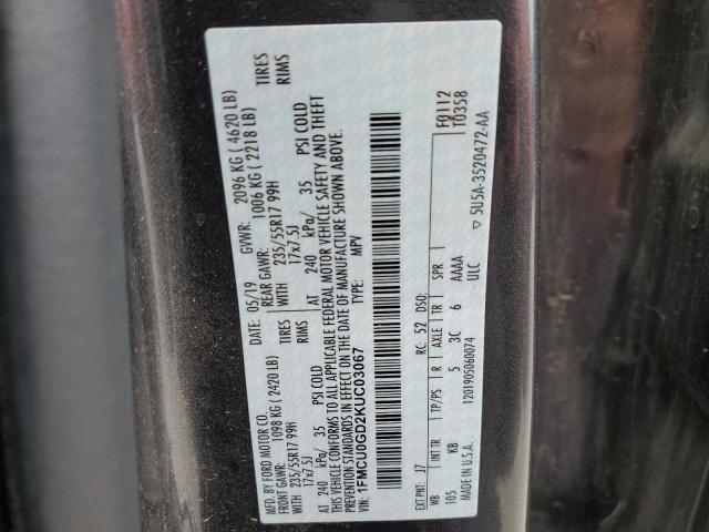 1FMCU0GD2KUC03067 Ford ESCAPE SE