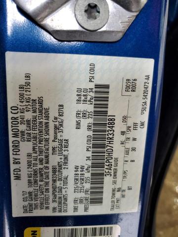 3FA6P0HD7HR334881 Ford FUSION SE