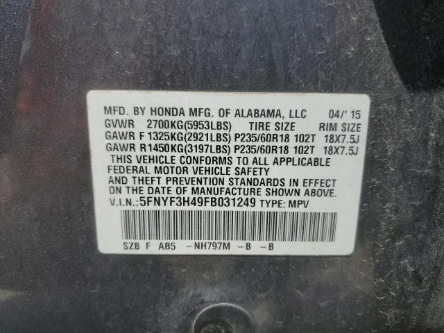 5FNYF3H49FB031249 Honda Pilot Ex