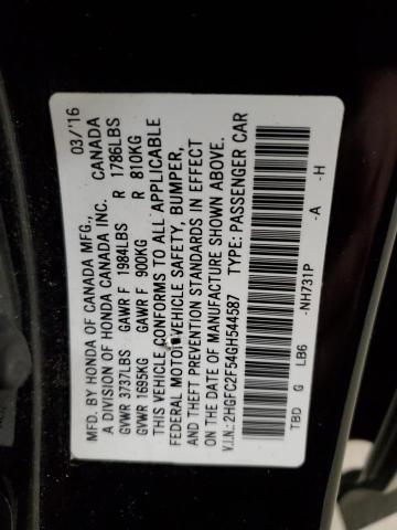 2HGFC2F54GH544587 Honda Civic Lx